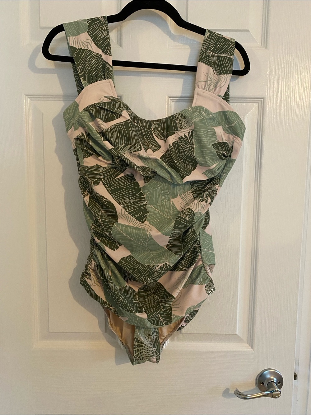 Albion Fit Green Leaf Print One-Piece Swimsuit